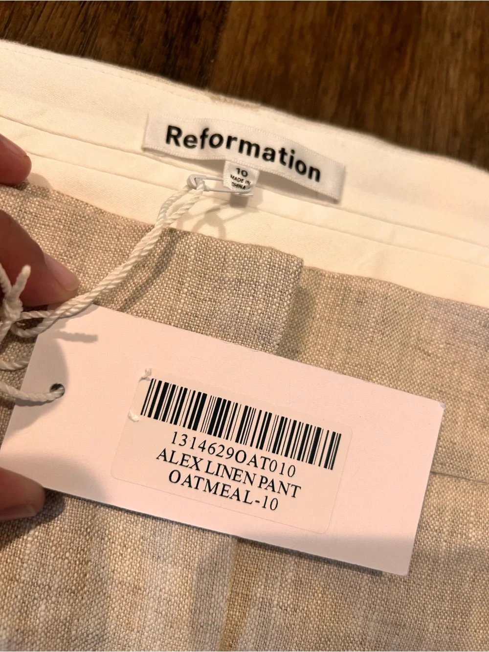 Reformation Alex Oatmeal Linen Wide Leg Pants Size 10 NWT Elevated Neutrals